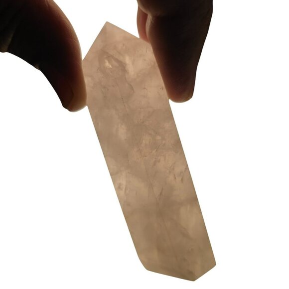 Rose Quartz Crystal Tower Point Hexagonal 4 Inches Polished Natural Stone - Picture 10 of 11